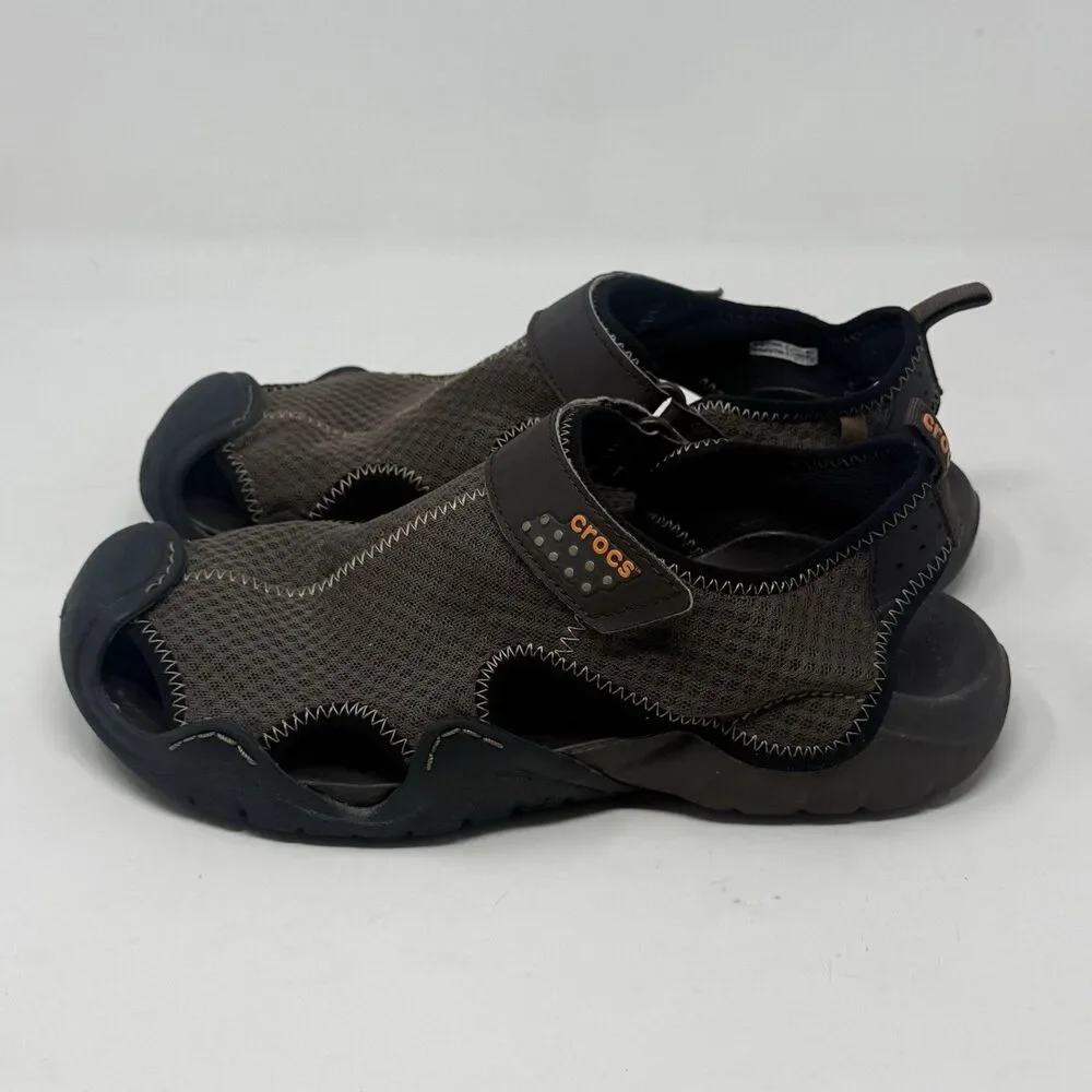 Crocs Swiftwater Mesh Deck Sandals Shoes Mens 10 Brown Fisherman Water Comfort